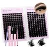 WENDY LASHES Kit per Extension Ciglia con Clusters 200D+250D - Ciglia Finte Individuali Misto 10-18mm (Ricciolo D), Set Completo con Colla, Seal, Pinzetta e Spazzola per un Effetto Naturale