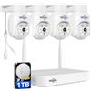 Hiseeu 【5MP PTZ+10CH Mini NVR】 5MP Kit Videosorveglianza PTZ WiFi Esterno con 1TB HDD NVR, Visione Notturna a Colori, Rilevamento del Movimento, Allarme Sonoro Audio Bidirezionale Remoto Vista Alexa