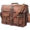 cuero DHK - Borsa messenger da uomo, in pelle, realizzata a mano, stile vintage, 45,7 cm, Marrone scuro, 18 Inch