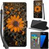 PHINIENLAND Cover per Samsung Galaxy S7 PU Pelle Custodia Flip Crisantemo