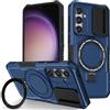 ZHOZEXIN Custodia compatibile con Samsung Galaxy S23 FE, supporto ad anello, finestra scorrevole, protezione magnetica, protezione anticaduta antiurto per Samsung Galaxy S23 FE (blu)