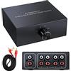 XMSJSIY Commutatore audio stereo bidirezionale L/R RCA a 4 vie, 1 in 4 uscite o 4 in 1 uscita, splitter audio per canali audio L/R, scatola per selettore audio per lettore CD con altoparlante stereo DVD