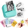 Memoking Mini Stampante Portatile - M02L Termo Stampante Mini Bluetooth per Telefono, Stampante Termica Portatile con 1 Rotolo di Carta, Mini Printer per Foto, Appunti, Diari, DIY, Memo, Regalo(Verde)