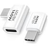 leizhan 140W Adattatore Tipo C, Curve dritte e a 90 gradi (2 Pack), USB-C OTG Disponibili per la Ricarica Rapida e il Trasferimento Efficiente dei Dati-Bianco
