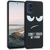 kwmobile Cover Compatibile con Samsung Galaxy A51 - Custodia in Silicone TPU - Cover Protettiva Soft Case - Don't touch my phone bianco/nero