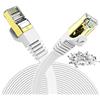 VEEtOP Cavo Ethernet LAN di Rete Cat 7 Cavi Internet RJ45 Piatto, Velocità 10 Gigabits/s (20m, Bianco)