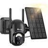 Ctronics 2K 3MP Telecamera Wi-Fi Esterno Senza Fili con Batteria Pannello Solare, 2.4/5GHz WiFi Videocamera Sorveglianza Esterno Wireless, Visione Notturna, PTZ 355°Pan/95°Tilt, Rilevamento PIR