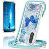XCYYOO - Custodia con tracolla per Samsung Galaxy A26 5G, custodia per Samsung A26 5G con farfalla glitterata e catena, TPU, paraurti antigraffio, trasparente, antiurto, custodia protettiva con
