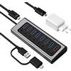 BENFEI 7-Porte Hub dati USB 3.0 con porta di ricarica BC 1.2,Caricabatterie super veloce GaN da 45W,doppio tipo C