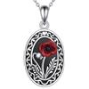 ONEFINITY Collana con ciondolo a forma di papavero in argento Sterling 925 con onice nera, gioiello regalo per donne