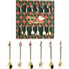 TAIYOU 6 cucchiai di Natale in acciaio inox, dorati, forchette da caffè, cucchiaini da dessert, forchetta da dessert, forchetta da dolce, forchetta da dolce, set di posate con confezione regalo