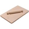DEMOLLI Spianatoia grande con Fermo per il piano di lavoro, in Legno di Betulla Naturale per Impastare stendere la sfoglia Pane Pizza Dolci Pasta fatti in casa 50x30 cm + mattarello 28 cm