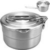 mizikuu Pentola da Campeggio, Vaso da Campeggio in Acciaio Inossidabile 1.5L di Grande capacità Pieghevole Gavetta Scout Attrezzi da Cucina Adatta per Campeggio Escursionismo Picnic all'aperto