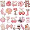 Vesavifaka Pink Coquette Toppe Termoadesive, 20 Pezzi Ricami Aesthetic per Giacche Jeans Zaini Cappelli, Decorazioni Abbigliamento Fai da Te, Stile A