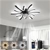 LJX Lampadario Ventilatore 78cm Ventilatore da Soffitto con Luce Compatibile Alexa Timer Silenzioso Reversibile Plafoniera Ventilatore per Camera da Letto Soggiorno, Nero