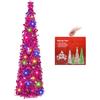N&T NIETING Albero di Natale con supporto, 5FT albero di natale pop up, Montaggio Istantaneo - Decorazione di Natale, Adatto per Appartamento, Veranda, Feste(Rosso Rose)