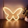 HFHungkeong Luce al neon a LED a farfalla, alimentata tramite USB o a batteria, decorazione da parete a farfalla, per Natale, bar, camera da letto, cameretta dei bambini aula decorazione regalo bianco caldo