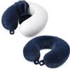Xinjoduz Confezione da 2 federe per cuscini da viaggio riutilizzabili blu a forma di U con cerniera, federe di ricambio per cuscini da viaggio, morbide, lisce, a righe, accessori da viaggio