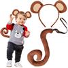 EUPSIIU 2 Pezzi Costume da Scimmia Costume Animale Set Orecchie di Scimmia Fascia Coda Lunga Scimmia Cosplay per Adulto Bambini Fancy Dress Carnevale Costume da Accessori Halloween Festa (Scimmia)