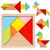 NIWWIN Tangram di legno, gioco di puzzle, giocattoli da costruzione, gioco di viaggio, esercizio mentale, libro QI con soluzioni, giocattolo educativo per bambini,3 4 5 6 anni.