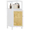 HITNET Mobiletto Bagno Rattan Piccolo, Armadietto Bagno da Terra, Bambu Mobile Basso a Pavimento con Porta Singola e Scomparto Aperto, per spazi piccoli, Bianco