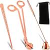 QeeHeng 3pc Candela Set Accessorio, Candela Tappo di Candela rifilato di Candela, Cutter Accessorio di Candela, Kit di Candela -Candle Stainless Pack for Home Wedding And Party (rosé Gold)