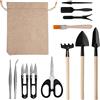 Holzsammlung Strumenti per Piantare in Vaso,13 Pezzi Mini Utensili da Giardino Kit Bonsai con Forbici, Trapiantare Tool Annaffiatoio etc, per la Cura di Piante in Miniatura in Interni