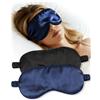 lulir Mascherina per Dormire, 2 Pezzi Maschera per Dormire in Seta Morbida, Leggera e Traspirante, Ideale per Viaggi, Pisolini e Blocco Luce, per Uomo e Donna, Nero e Blu Scuro