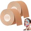 NELLHOMY Face Lifting Tape,2 Pezzi Nastro Lifting Facciale,Tape Kinesiologico Professionale,Cerotti Antirughe per il Viso,2cm x5 m,Colore Della Pelle