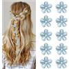 ELNX Set di 10 Fermagli per Capelli con Fiori Blu - Mini Clip con Strass da 2 cm per Ragazze e Donne, Matrimonio e Uso Quotidiano