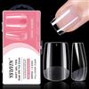 YSUVIN Unghie Finte, 240 Pezzi Unghie Finte in Gel Trasparenti, 12 Taglie Quadrato Corto Full Cover Tips Gel, Dual Form Tip Unghie per Onicotecniche, Principianti, Saloni Manicure