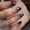 Vesavifaka Unghie Adesive Nere Ombre, Unghie Finte Corte a Mandorla French, Unghie Finte Goth, Unghie Adesive per Manicure di Halloween, Copertura Completa Lucida per Donne, 30 Pezzi
