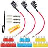 QitinDasen FULARR 3Pcs Premium ACU Add-A-Circuit Portafusibile Kit, Standard Lama Fusibile Tap Adattatore, con 0 Standard Lama Fusibili X 15Pcs, Fusibili Estrattore X 1Pcs, Fascette X 5Pcs -- 12V / 24V