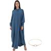 YOOCHUENG Abito Preghiera per Donne Musulmana - XL(UE 42-54),Abaya Donna | Taglie Grandi (165-175 cm,60-80 kg),Abaya con Cintura Regolabile,Caftano Arabo Elegante per Eid Ramadan Matrimoni Quotidiano