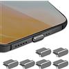 cobee Set di 6 Tappi Antipolvere Tipo C, in Lega di Alluminio, con USB C, Protezione Anti-Polvere, per Porta di Ricarica, Tappo Antipolvere in Metallo, per Smartphone, Laptop (Grigio)