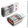 leizhan 120W USB a C Adapter (2 Pack), ricarica veloce, connessione cuffie e trasferimento dati 3-in-1 USB-A a C Type OTG-Trasparente