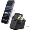 Spigen MagFit Duo Stand Supporto di Ricarica Compatibile con Caricabatterie di MagSafe(2025-2024) per iPhone 17/16/15, AirPods e Apple Watch Series (caricabatterie non incluso) - Nero