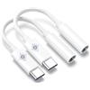 CLEM Provence Clem Tech - Set di 2 pezzi. Adattatore USB C Jack, da USB C a jack per cuffie da 3,5 mm, convertitore da cavo a auricolare, compatibile con Samsung Galaxy, MacBook Pro, Huawei, Honor..