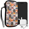 kwmobile Custodia in neoprene con zip per smartphone M - 5,5 - Astuccio portacellulare a sacchetto con cerniera - Borsa verticale - Pinguini grigio/giallo/marrone