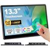 Missun Monitor Portatile Touch 13,3 Pollici, Full HD 1920×1080 IPS Display Touchscreen con HDMI, VGA e USB Plug-and-Play, Compatibile VESA, Adatto per Laptop, PC, Xbox e Switch, Ultra-sottile Leggero