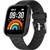 BIGGERFIVE Smartwatch Bambini Bambina Ado 5-16, 1,8 Fitness Tracker Orologio con Contapassi, Frequenza Cardiaca, Resistente all'Acqua 30m, Monitor del Sonno, Giochi Puzzle con/senza APP, Nero