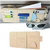 Adunsiaoto Organizzatore per Alette Parasole Auto, Organizzatore per Alette Parasole in Pelle per Auto, Cerniera Auto Parasole Organizer con Porta Occhiali, Accessori Interni Occhiali Sole(Beige)