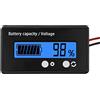 CGEAMDY Misuratore Batteria 12V-84V con Allarme, Lead Acid e Li-Ion, Indicatore Tensione e Capacità per Veicoli Auto(Blu)