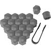 Adunsiaoto 20 Pezzi Tappi a Vite Ruota Set da 20mm, Dado Auto Ruota Mozzo Auto Vite Protezione, Copridadi Esagonali per Pneumatici con Set di Strumenti di Rimozione, Auto Copridadi Ruota(Grigio)