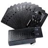 LEEFE Cool Black Gold Foil Poker Playing Cards, Waterproof Deck of Cards with Gift Box, Use for Party and Game