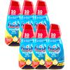 finish 6x Finish All in 1 Max Power Gel detergente per lavastoviglie 600ml totale 3600ml, 6x30 lavaggi Totale 180 lavaggi