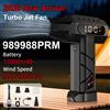 NONE Ventilatore a getto d'aria wireless per auto/campeggio/barbecue/esterni/casa/soffiaggio neve e foglie con display digitale intelligente e luce LED