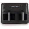 Hisense Friggitrice ad Aria Calda Doppio Cestello 11 Litri, Display a Colori Touchscreen, Finestra in Vetro, Potenza 1700W, 8 Programmi, Timer 60 Minuti, Cottura Doppia, Bianco/Argento