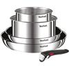Tefal Ingenio Set 2 Padelle, 2 Pentole e Manico Rimovibile, Induzione, Acciaio Inossidabile, Impilabile, Rivestimento Antiaderente, Compatibile con Lavastoviglie, Garanzia 5 Anni, Emotion L897S504