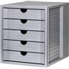 HAN Cassettiera portadocumenti HAN - SYSTEMBOX KARMA - design accattivante per documenti fino al formato C4, certificato ANGELO BLU, 5 cassetti chiusi, grigio ecologico, 14508-18
